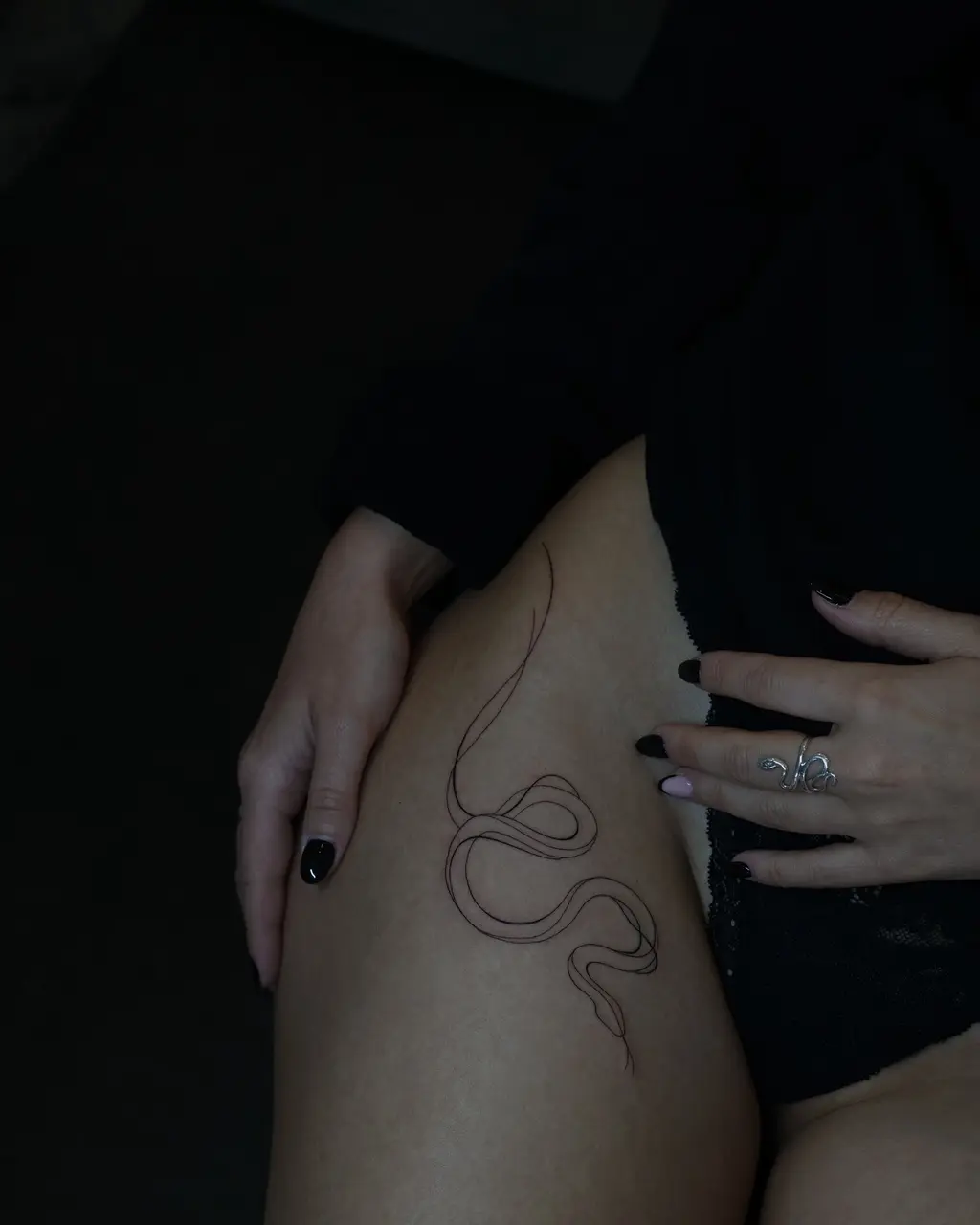 Snake Tattoo on Thigh