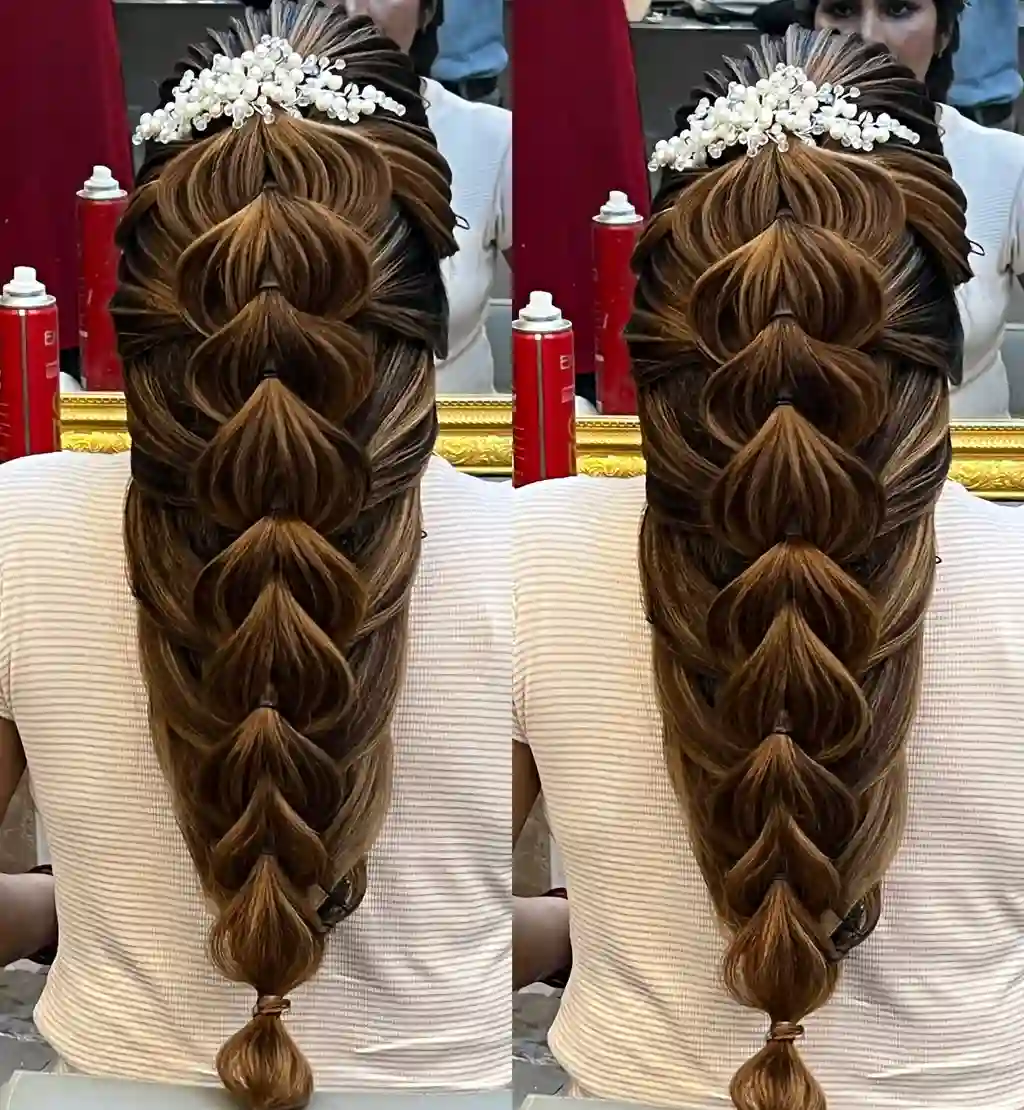 Twin Fishtail Braids with Floral Crown