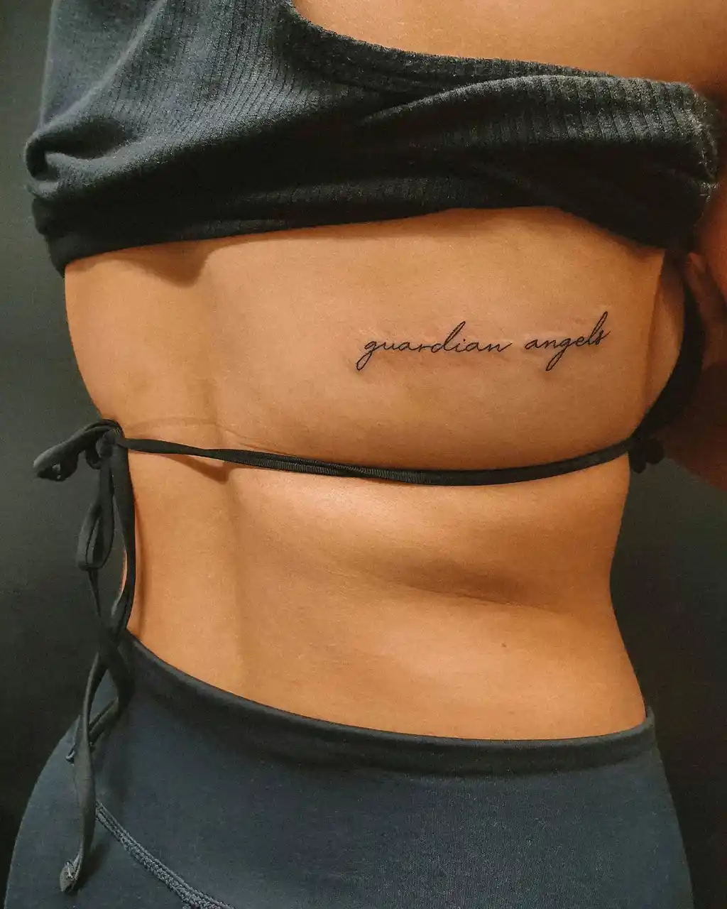 Guardian Angel Script Tattoo on Waist