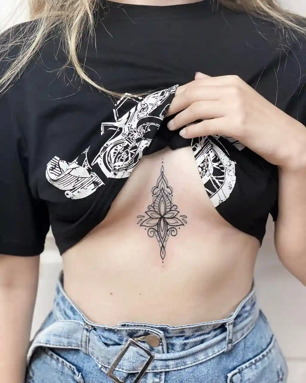 Ornamental Mandala Tattoo on Underboob