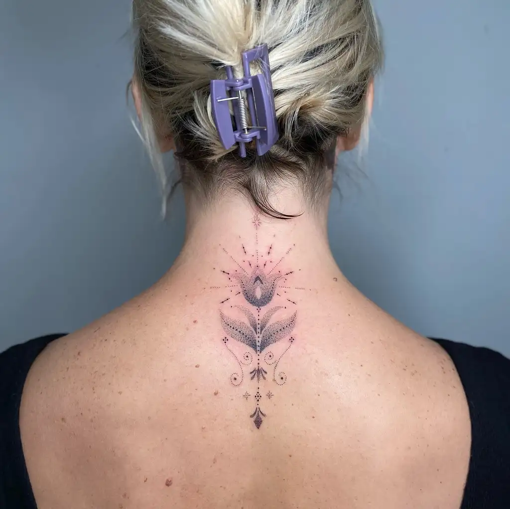 Mandala Dotwork Tattoo on Nape