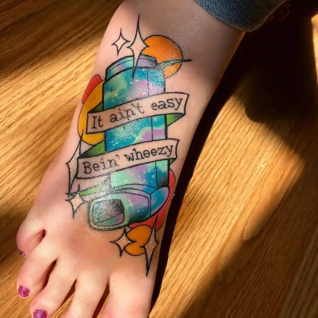 Retro Inhaler Foot Tattoos for Women