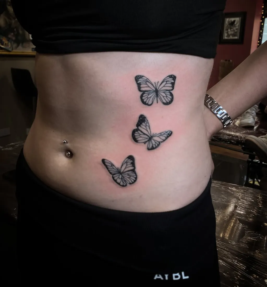 Butterfly Stomach Tattoos Women