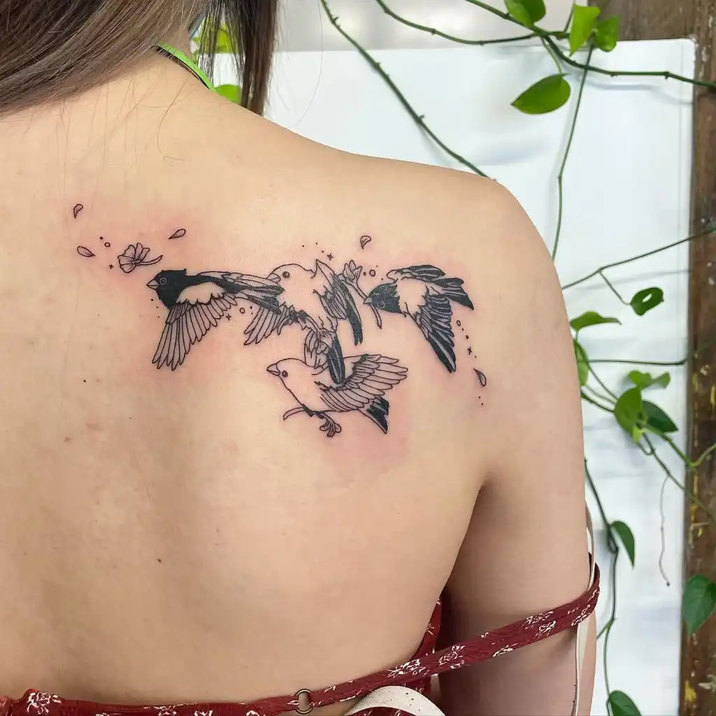 Birds Back Shoulder Tattoos for Women