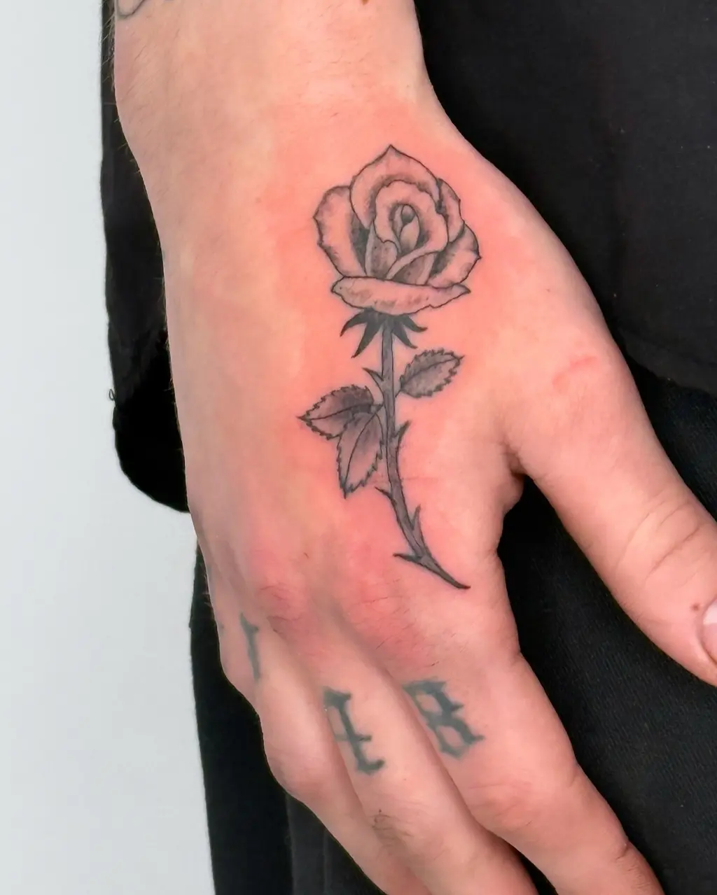Shaded Rose Hand Tattoos for Women