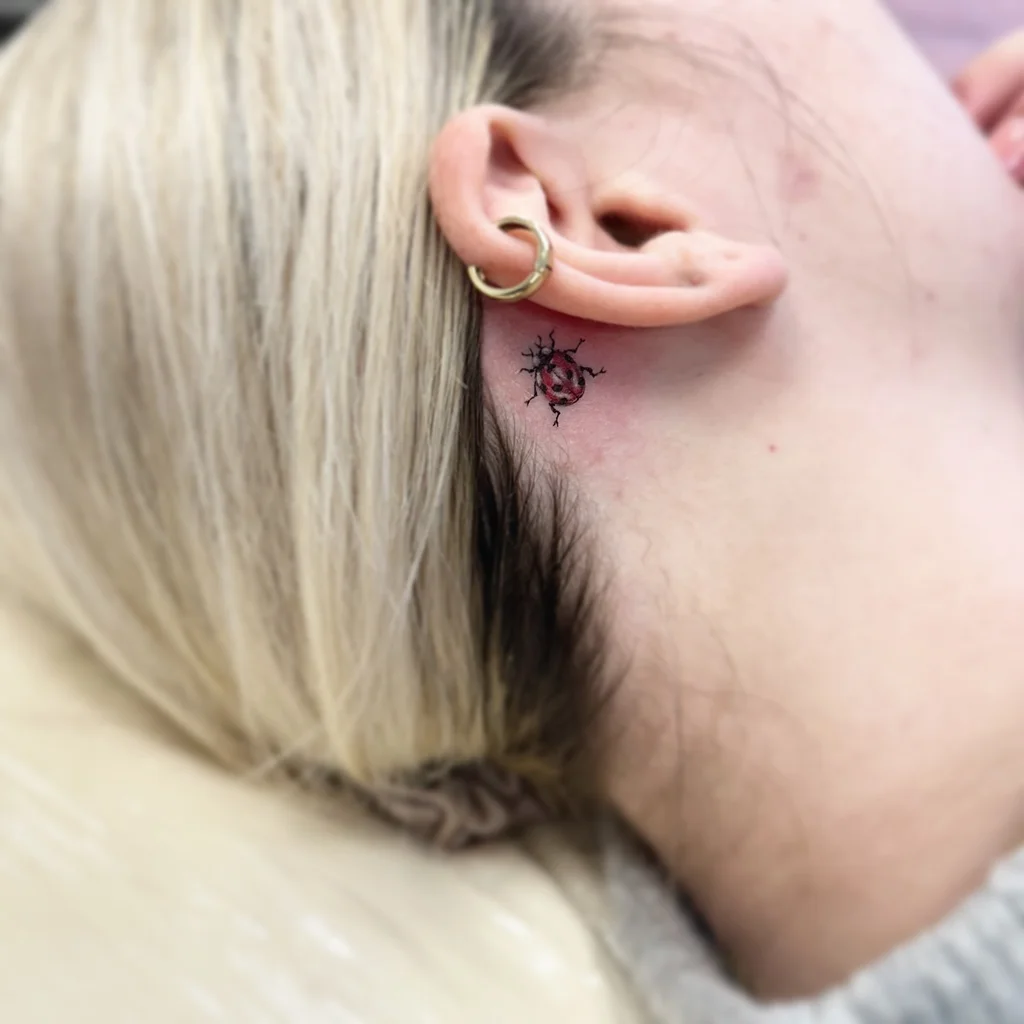 Cracked Rose Behind Ear Tattoos for Women