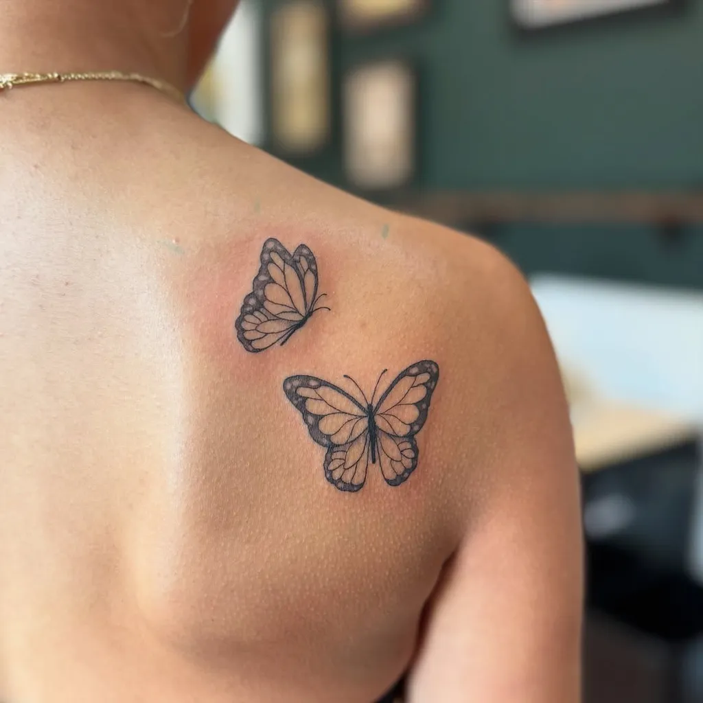 Butterfly Back Shoulder Tattoos for Women