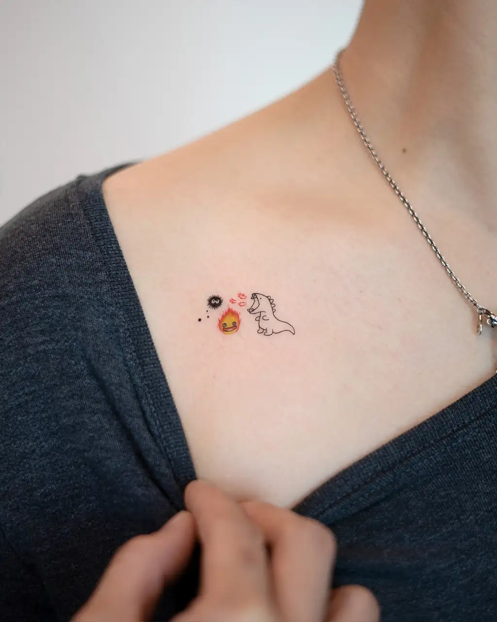 Cute Dino Collarbone Tattoos for Women