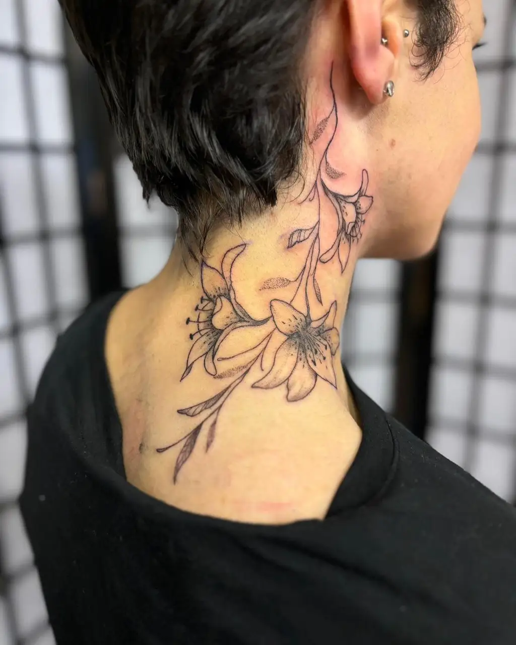 Floral Neck Tattoo Women