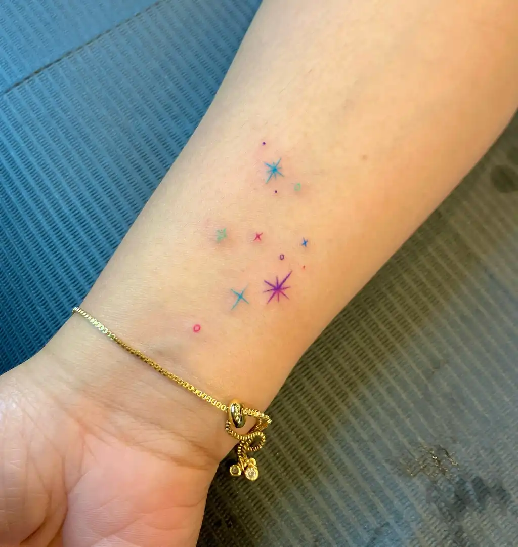 Colorful Sparkle Wrist Tattoos for Women