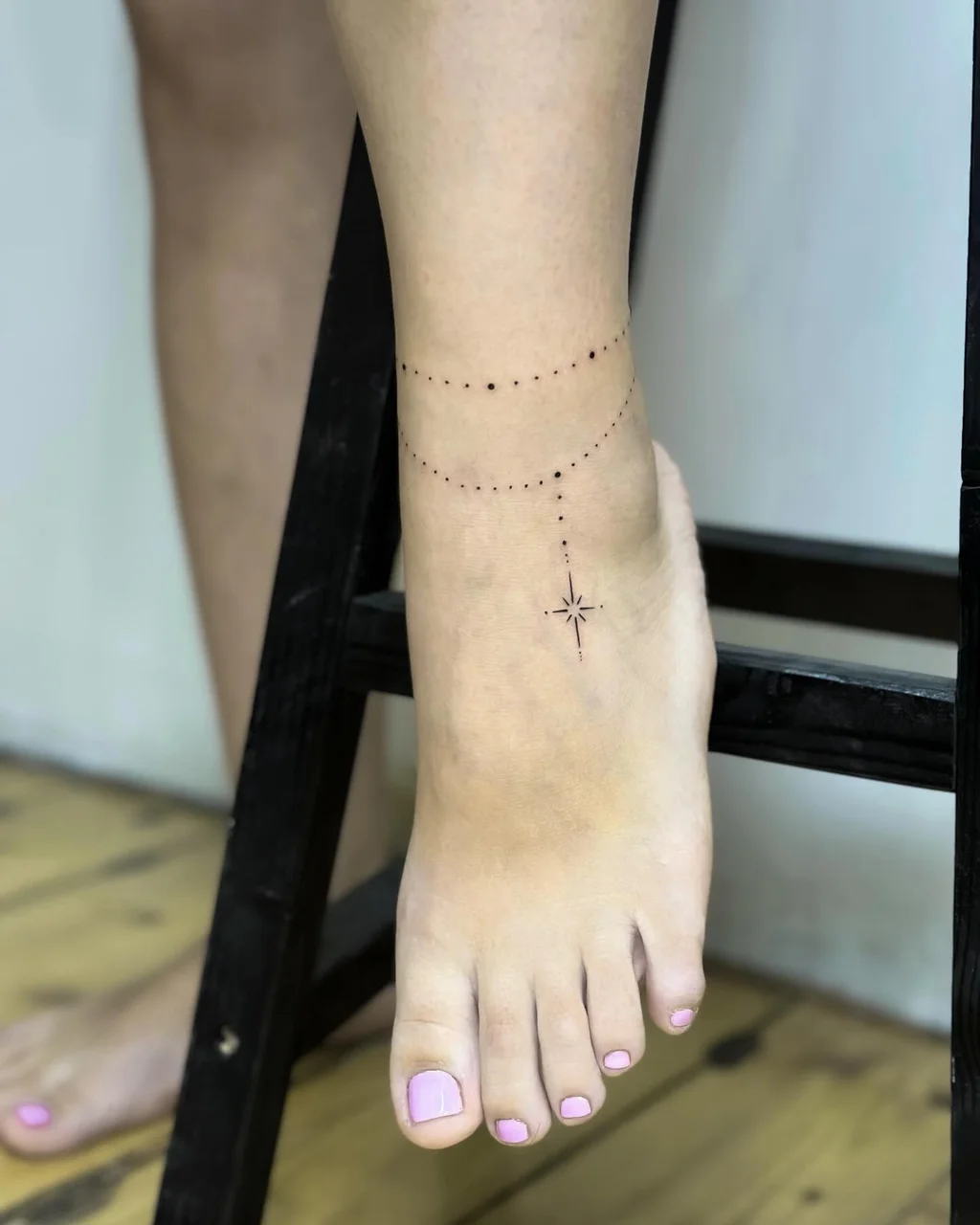Star Chain Ankle Tattoos for Women