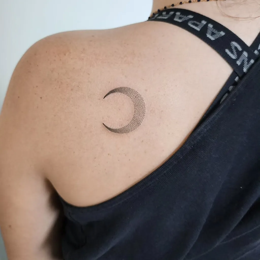 Moon Back Shoulder Tattoos for Women