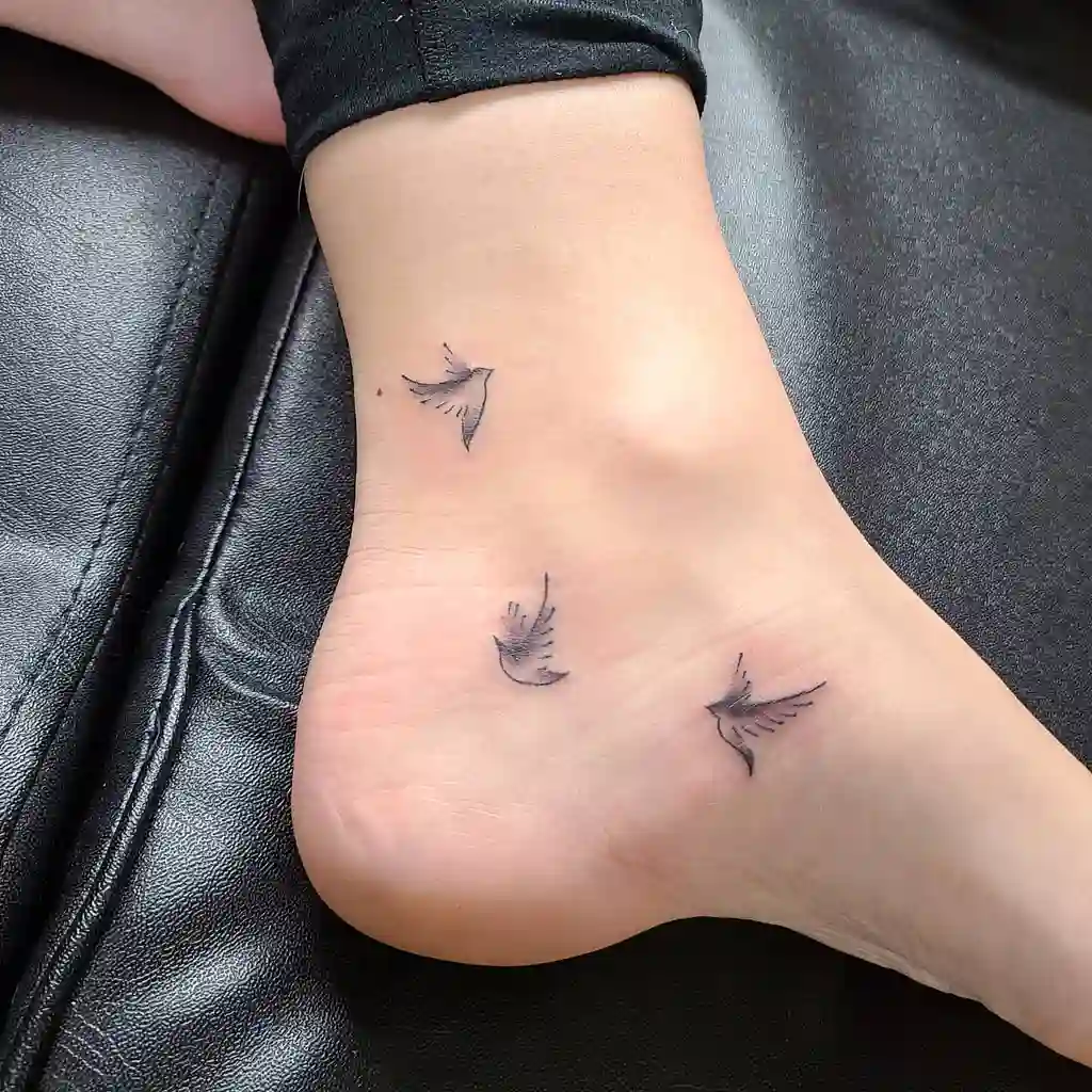 Flying Bird Trio Foot Tattoos for Women