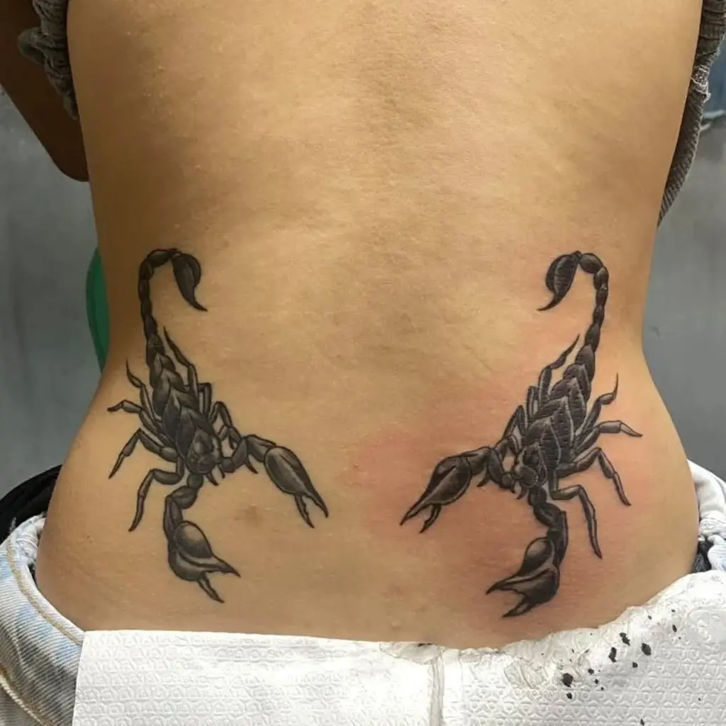 Scorpion Pair Lower Back Tattoos for Women