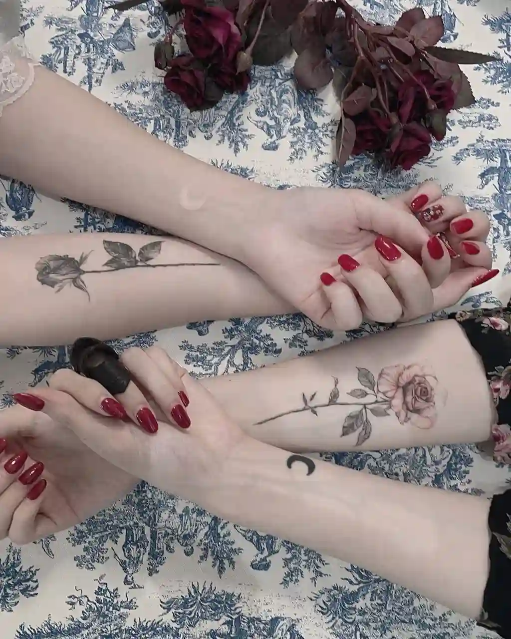 Matching Rose Wrist Tattoos for Women