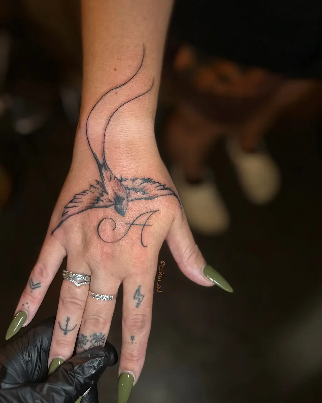 Flying Bird Hand Tattoos for Women