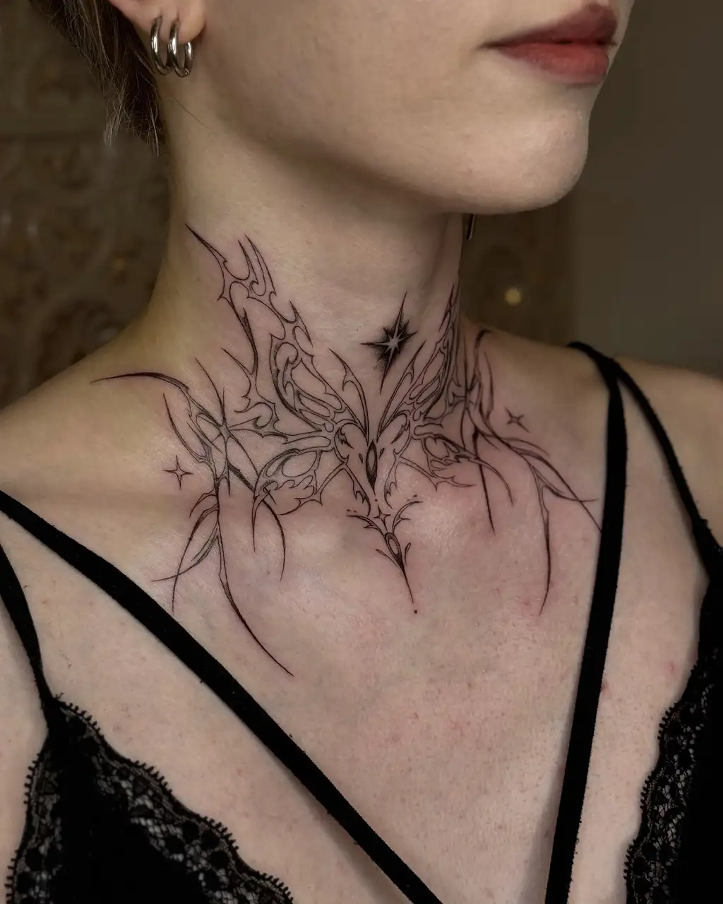 Ornamental Neck Tattoo Women