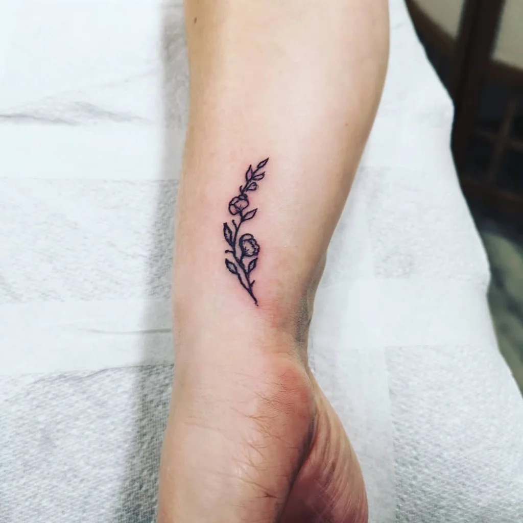Floral Line Art Wrist Tattoo for Women