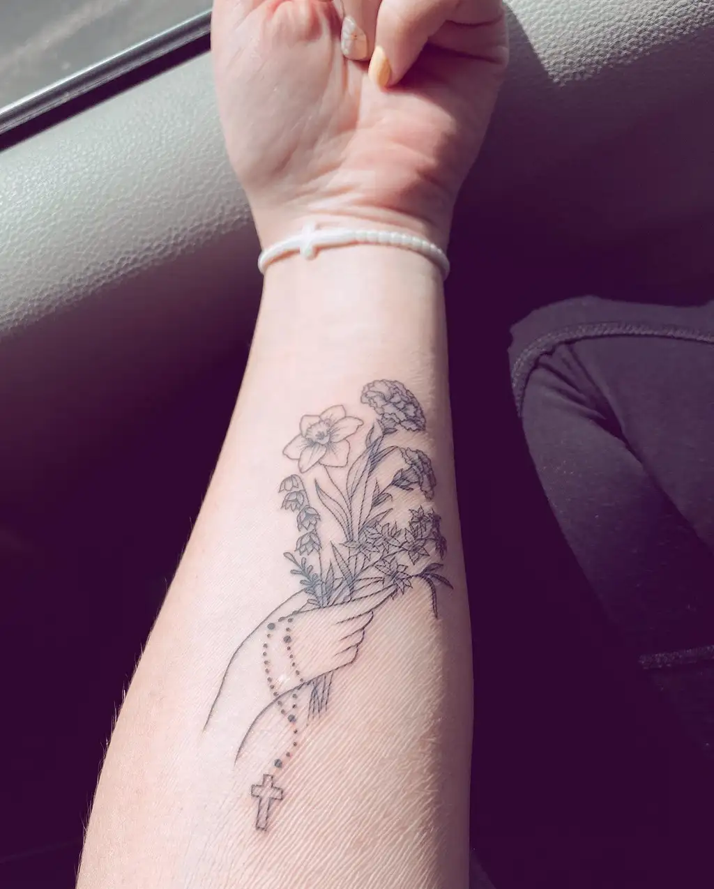 Angel and Rosary Arm Tattoos for Women