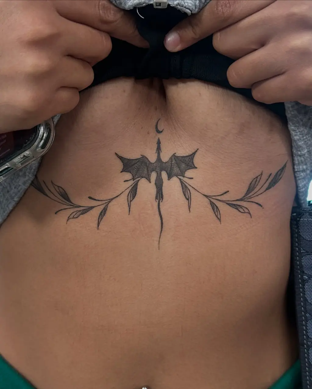 Chest Tattoo Female Dragon Wings