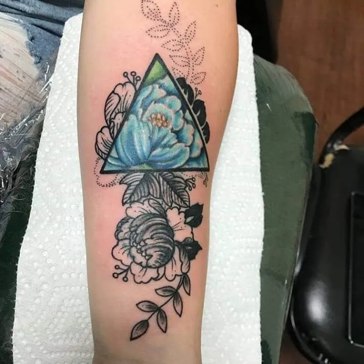 Floral Triangle Forearm Tattoo Women
