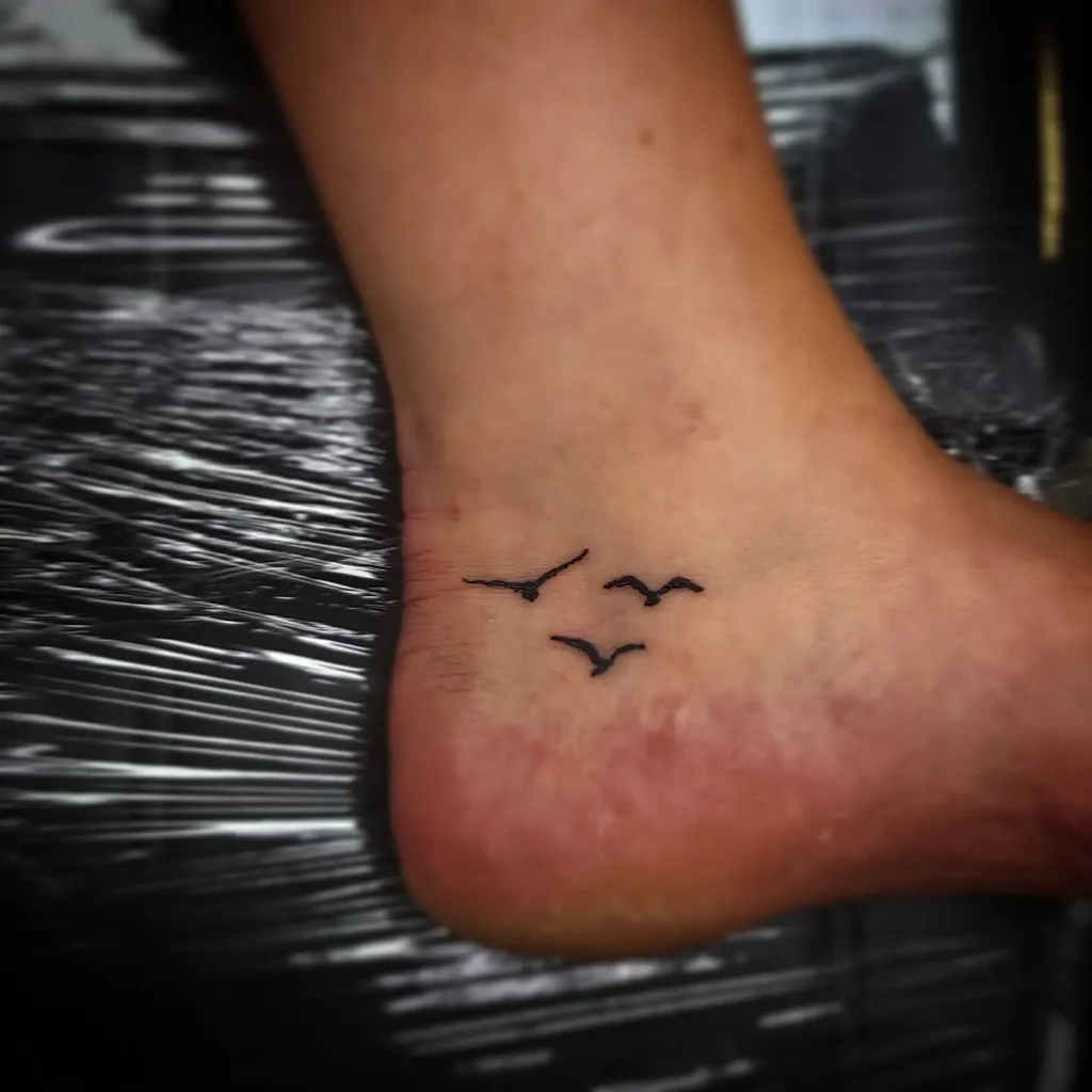 Flying Birds Ankle Tattoos for Women