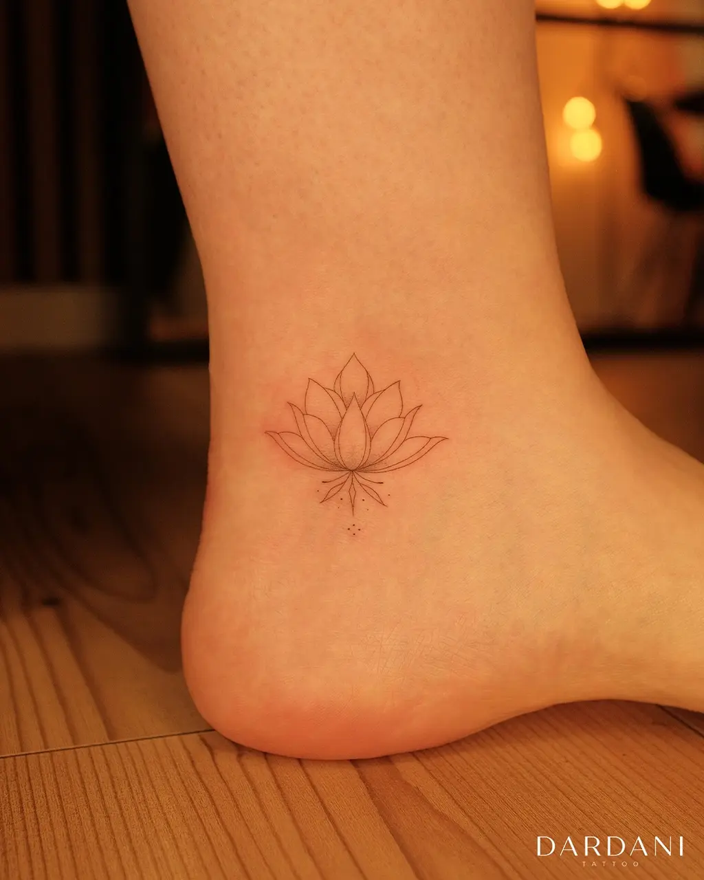 Lotus Blossom Ankle Tattoos for Women