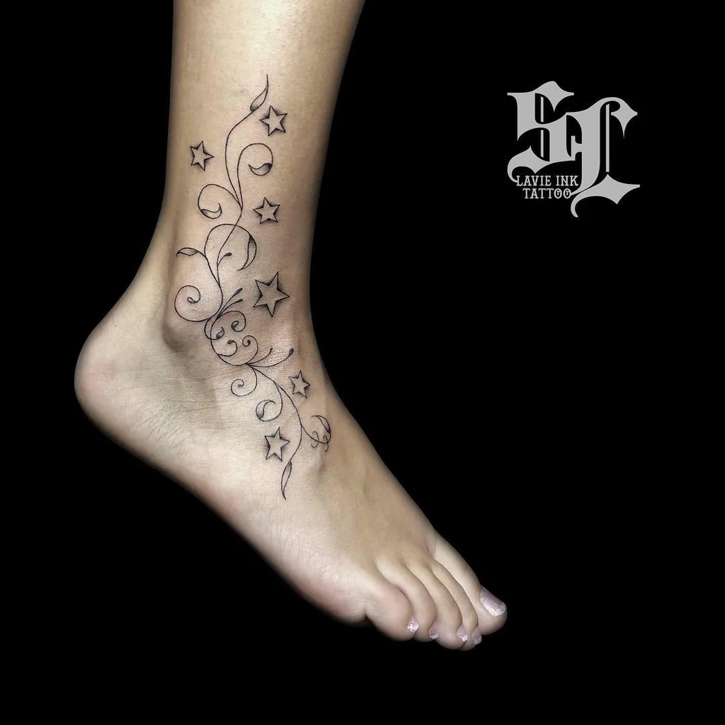 Star Swirl Foot Tattoos for Women