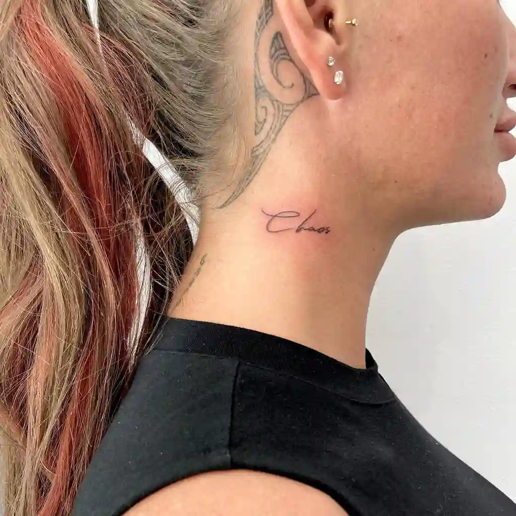 Script Neck Tattoo Women