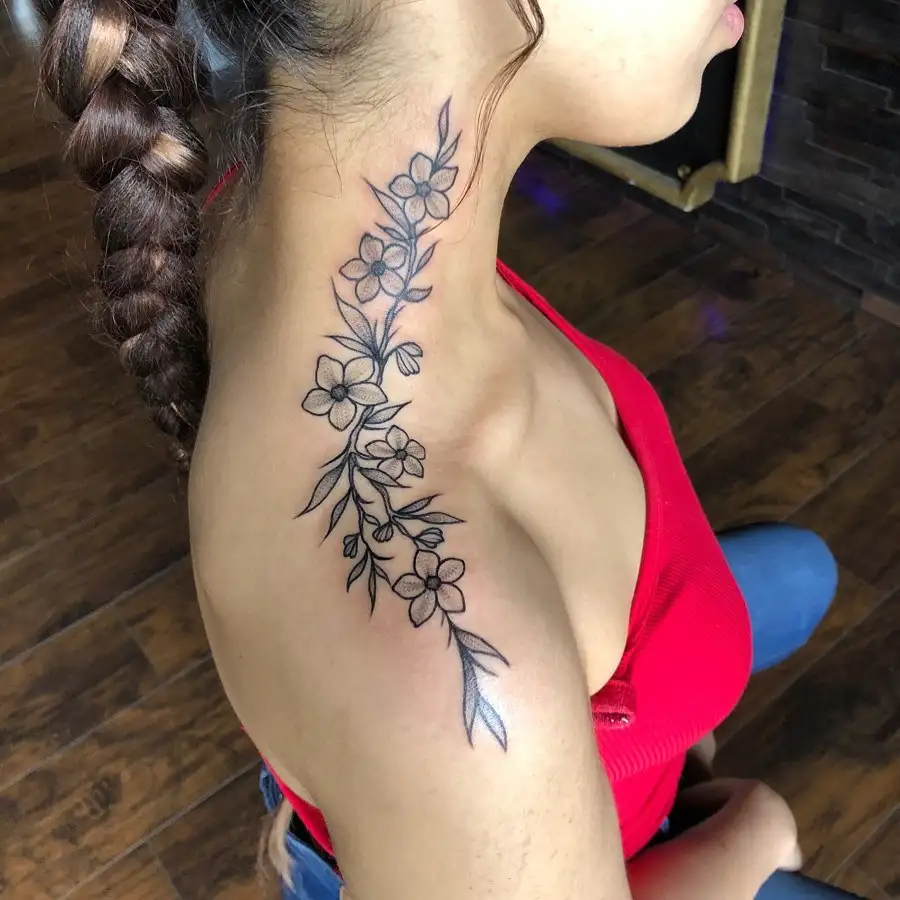 Vine Floral Neck Tattoo Women