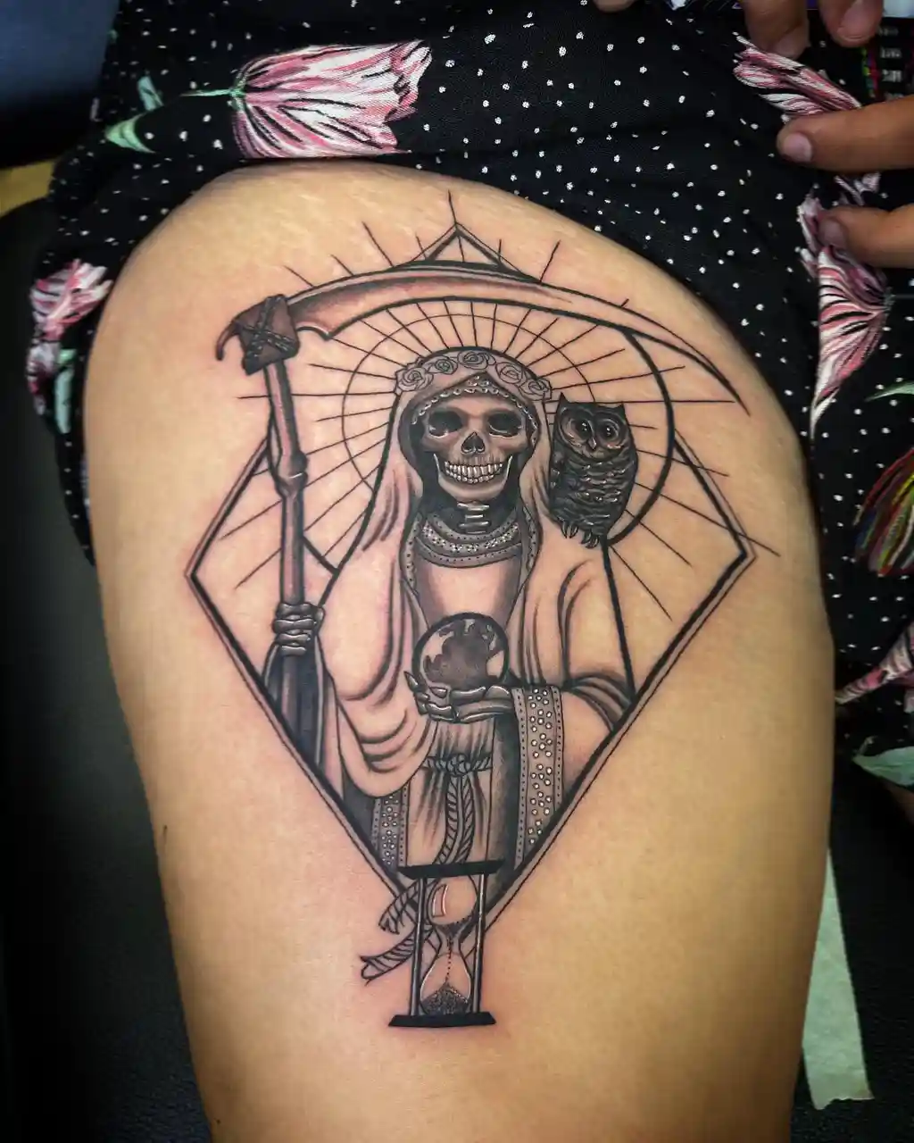 Grim Reaper Thigh Tattoos for Women