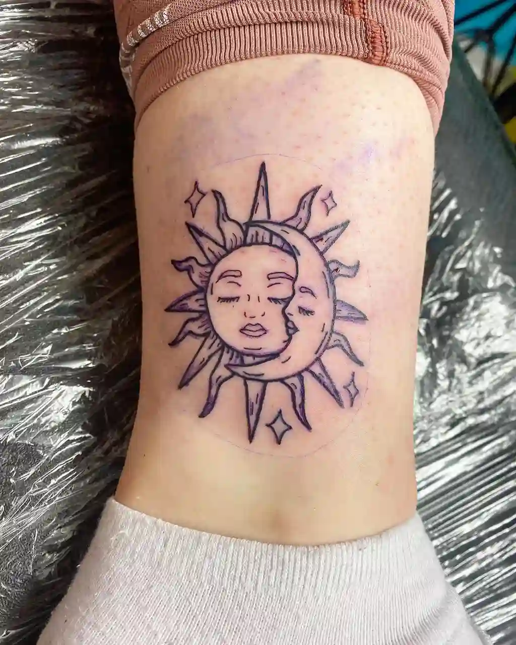 Sun and Moon Ankle Tattoos for Women