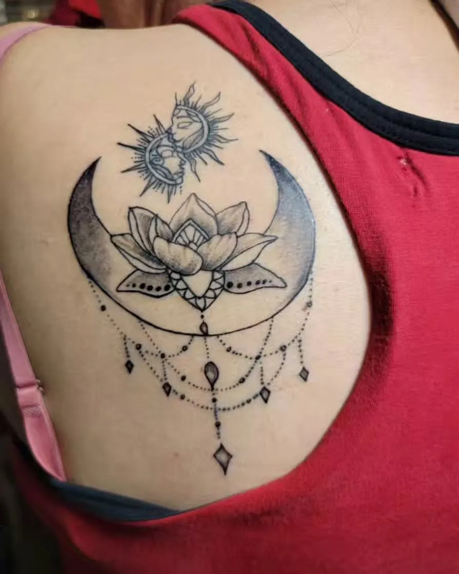 Mandala Back Shoulder Tattoos for Women