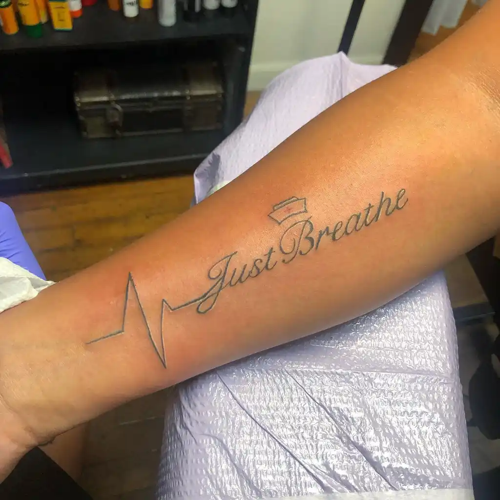 Just Breathe Forearm Tattoo Women