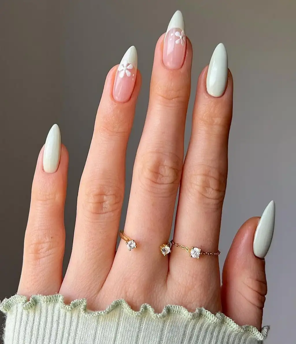 Pointed Floral June Nails