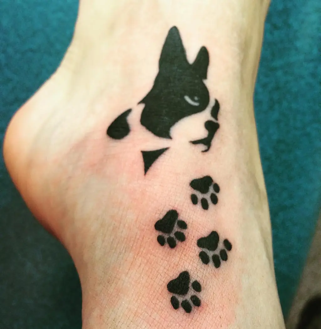 Dog Silhouette Foot Tattoos for Women