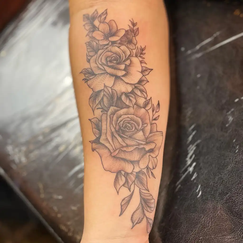 Rose Cluster Forearm Tattoo Women