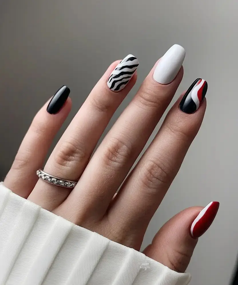 Bold Contrast June Nails