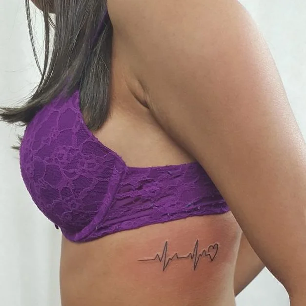 Heartbeat Line Rib Tattoos for Women