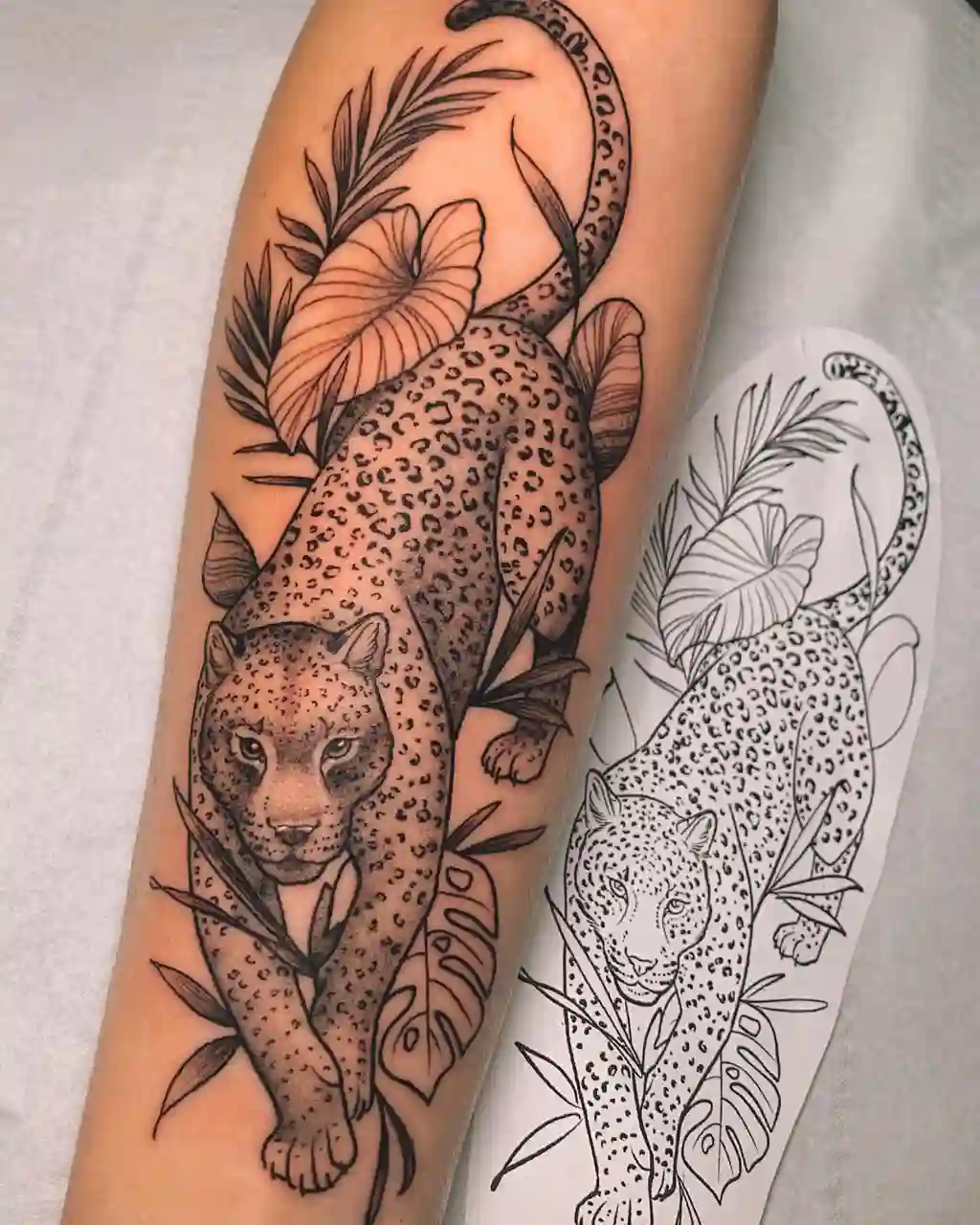 Leopard Forearm Tattoo Women