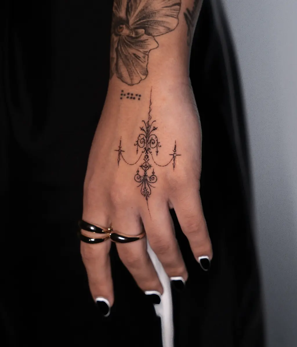 Ornamental Lace Hand Tattoos for Women