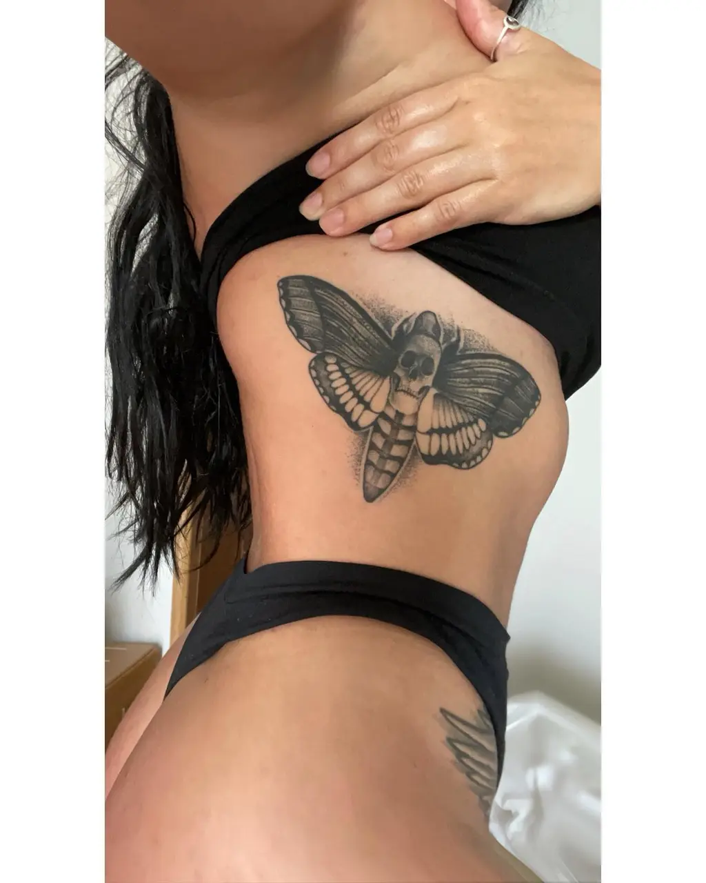 Death Moth Design Rib Tattoos for Women
