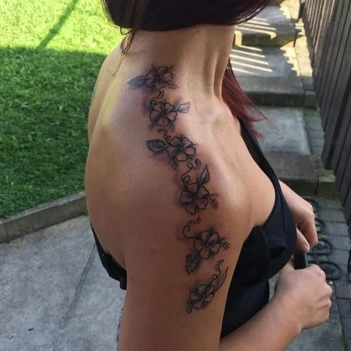 Flower Vine Shoulder Tattoos for Women