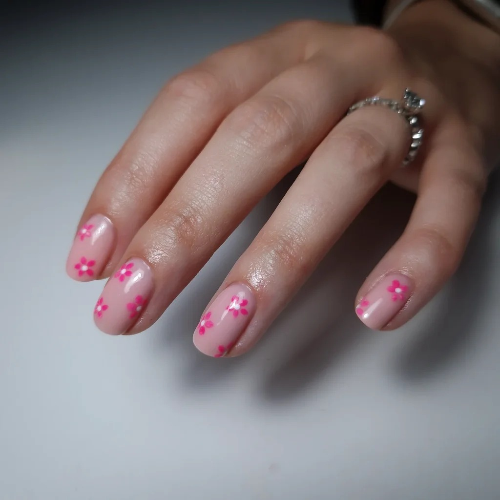 Pink Petals Summer Nails