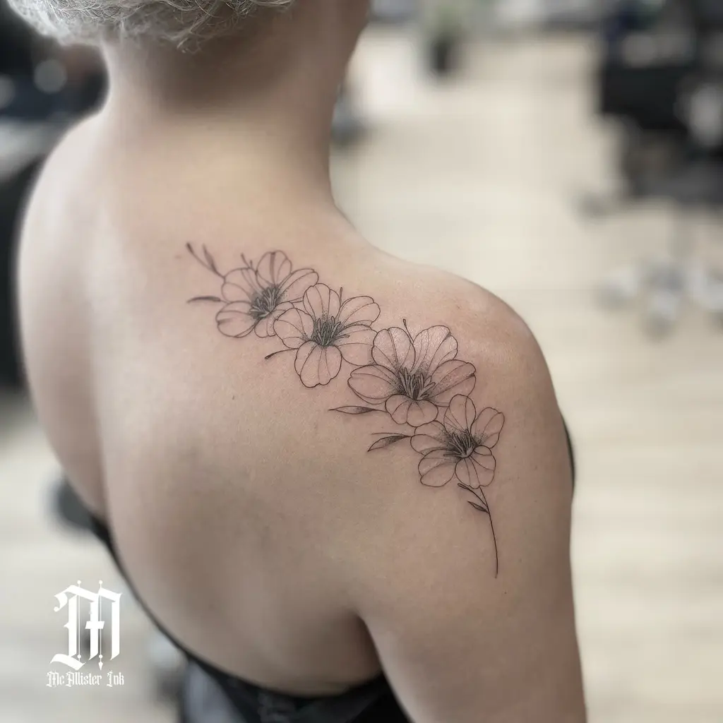 Delicate Floral Shoulder Tattoos for Women
