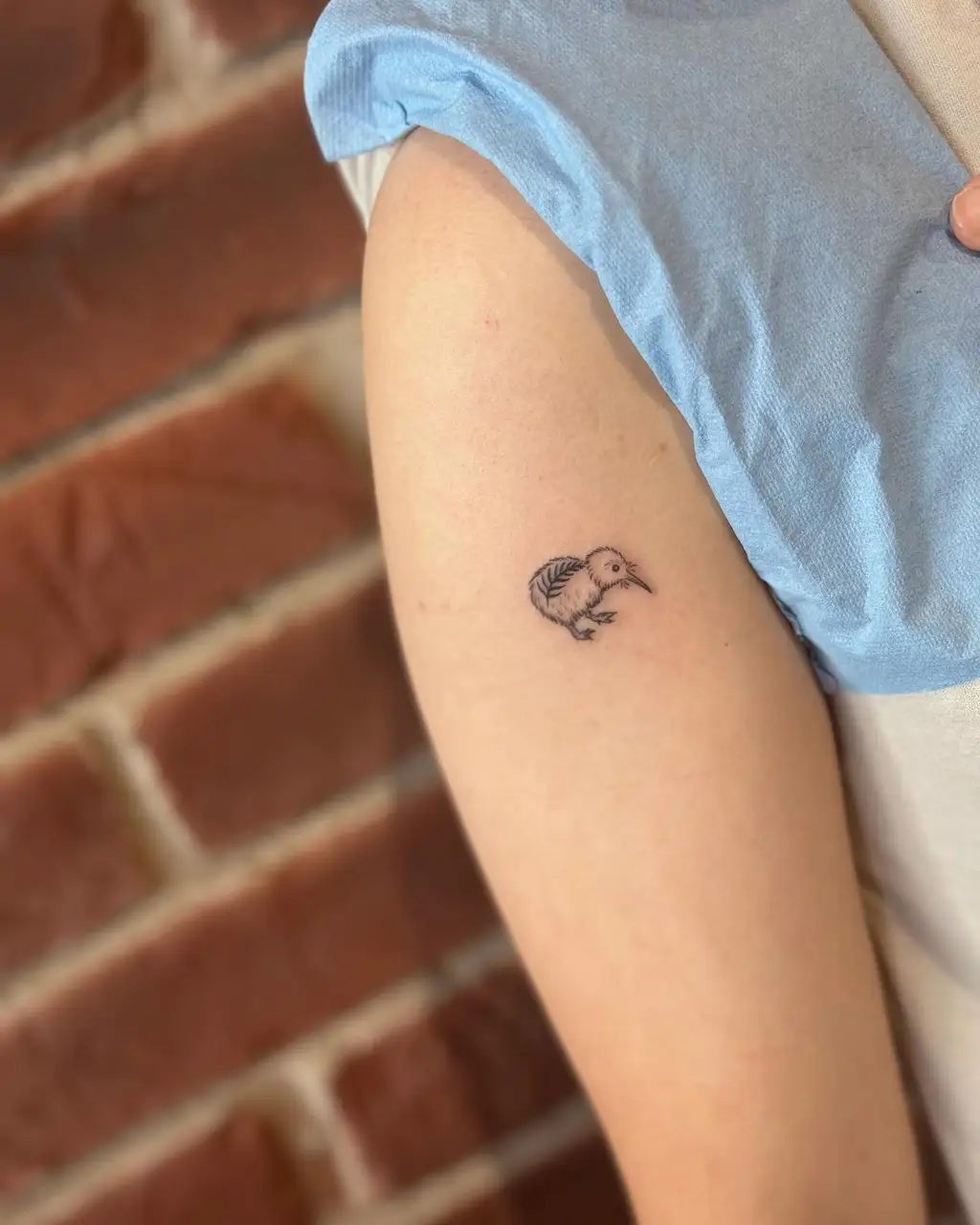Tiny Kiwi Bird Upper Arm Tattoos for Women