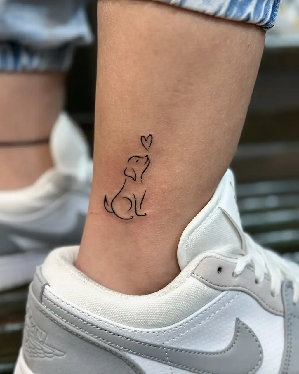 Dog and Heart Ankle Tattoos for Women