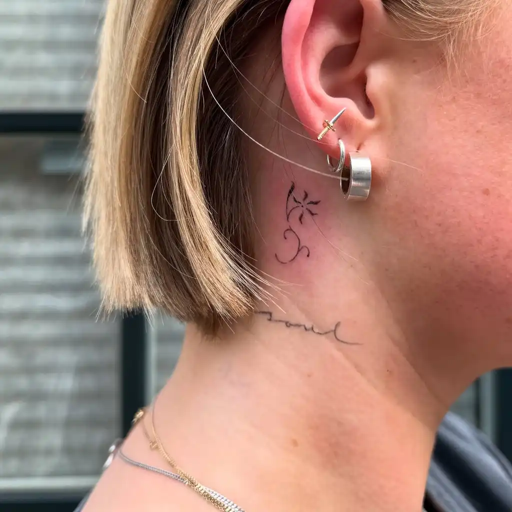Abstract Symbol Behind Ear Tattoos for Women