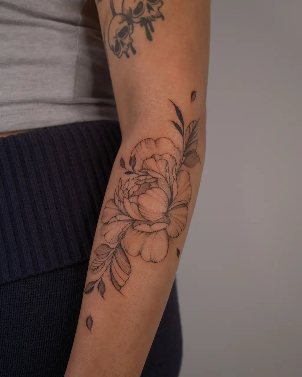 Bold Floral Forearm Tattoo Women