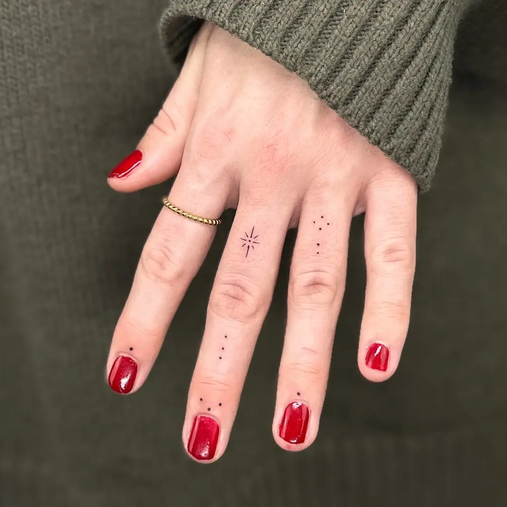 Dot Star Finger Hand Tattoos for Women